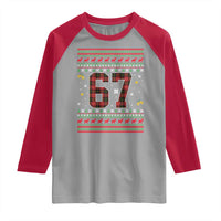 67 Christmas Red Plaid Raglan Shirt Funny Six Seven Meme Holiday Vibes Graphic - Wonder Print Shop