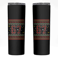 67 Christmas Red Plaid Skinny Tumbler Funny Six Seven Meme Holiday Vibes Graphic - Wonder Print Shop