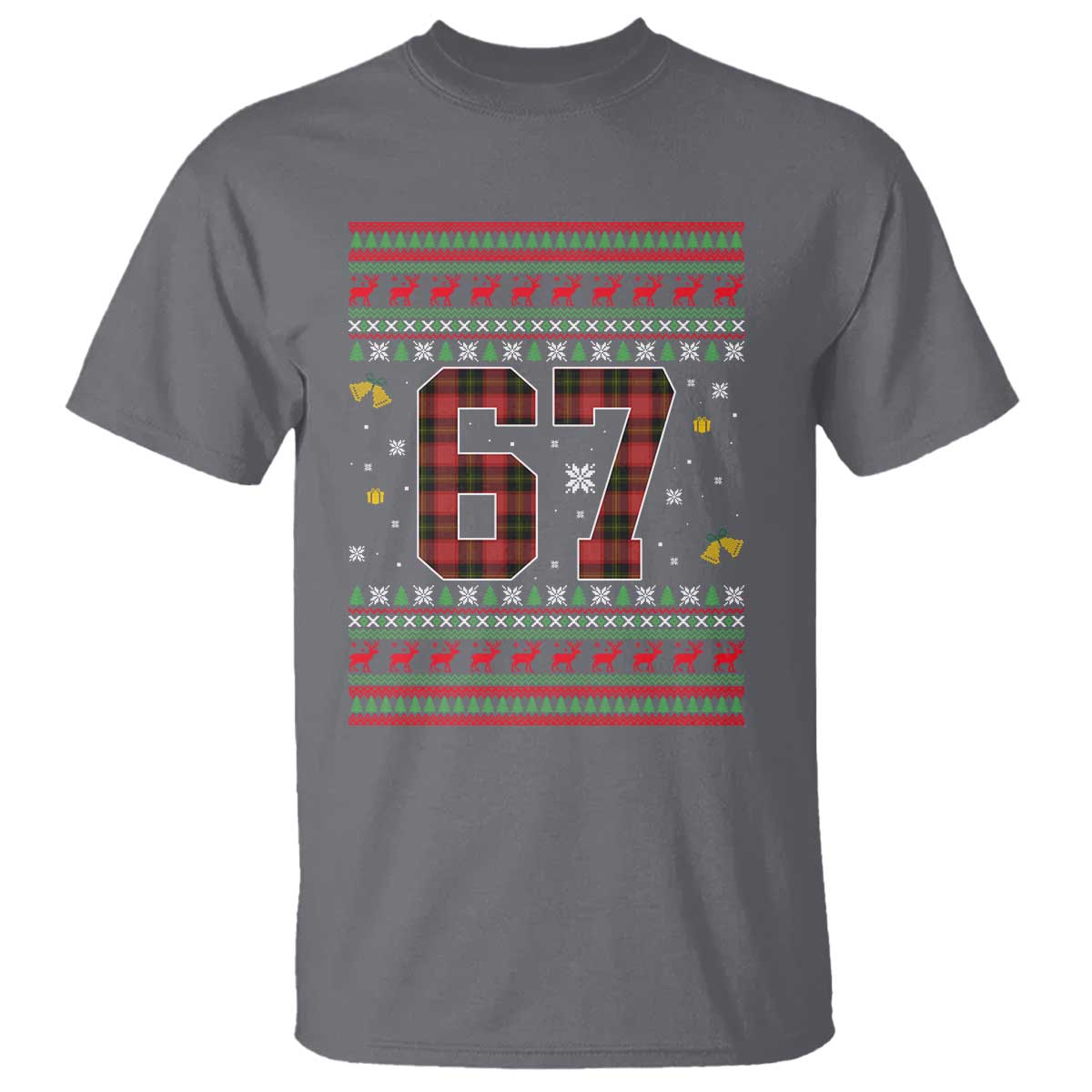 67 Christmas Red Plaid T Shirt Funny Six Seven Meme Holiday Vibes Graphic - Wonder Print Shop