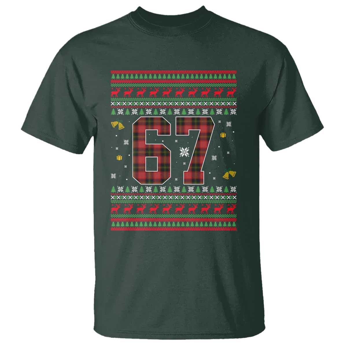 67 Christmas Red Plaid T Shirt Funny Six Seven Meme Holiday Vibes Graphic - Wonder Print Shop