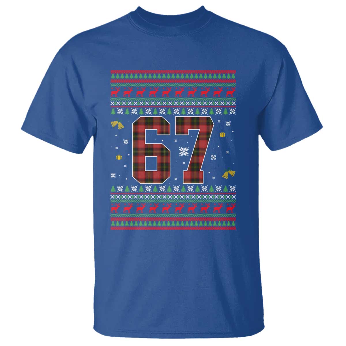 67 Christmas Red Plaid T Shirt Funny Six Seven Meme Holiday Vibes Graphic - Wonder Print Shop
