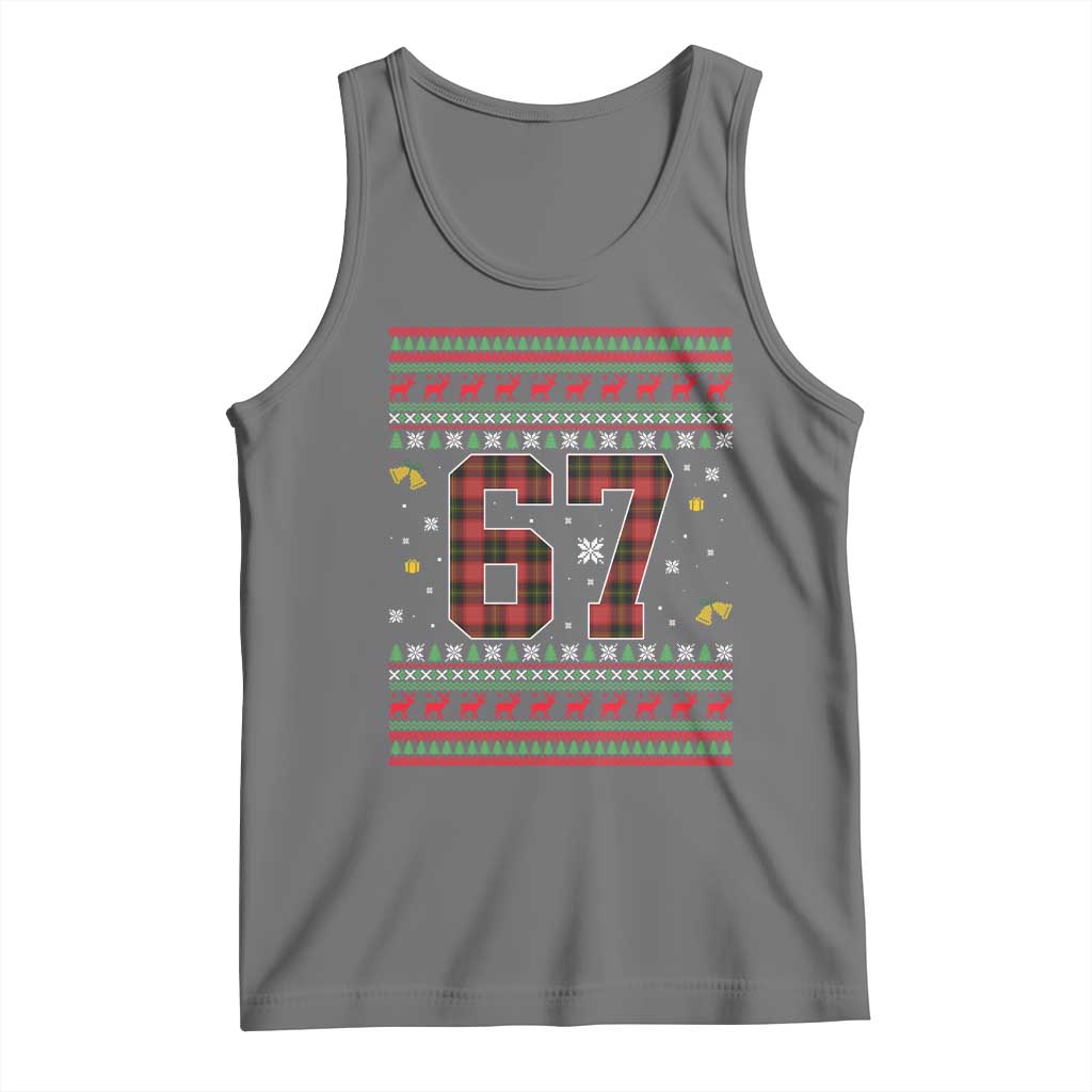 67 Christmas Red Plaid Tank Top Funny Six Seven Meme Holiday Vibes Graphic - Wonder Print Shop