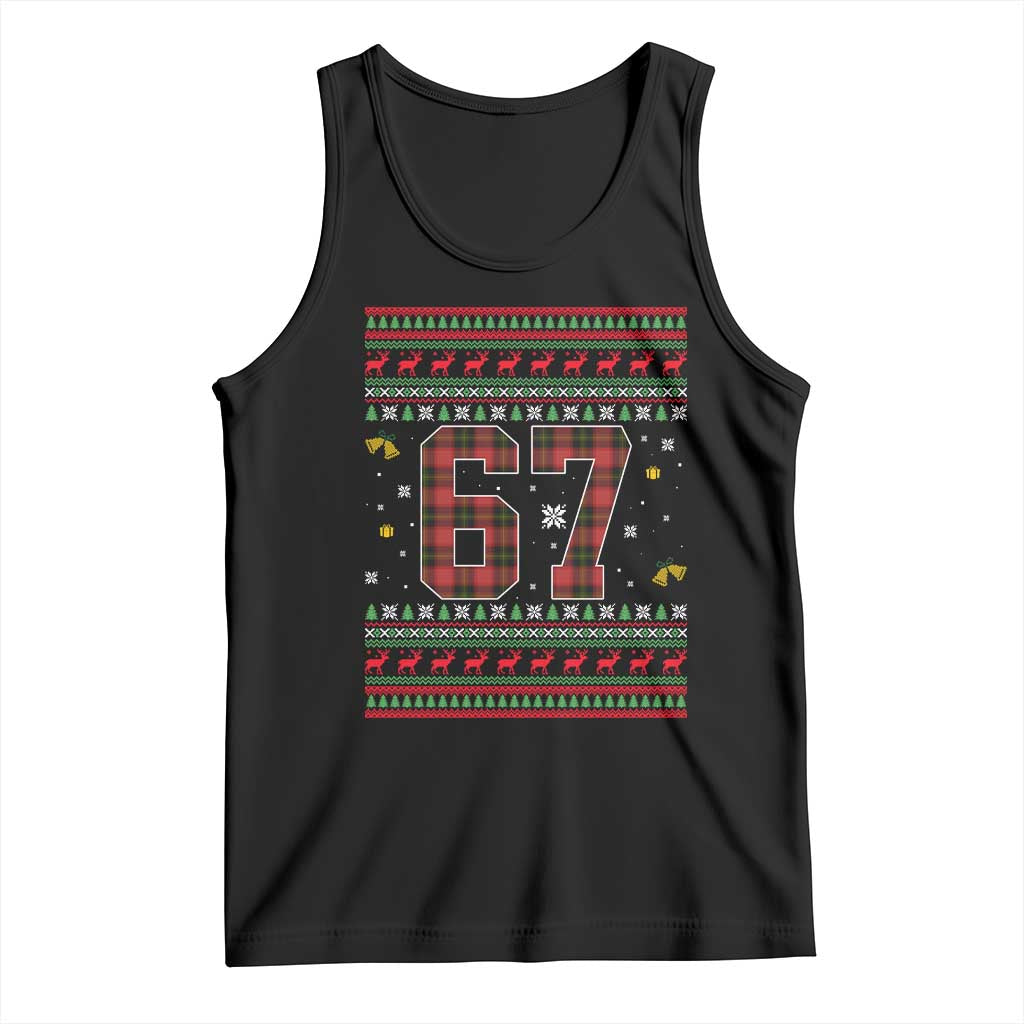 67 Christmas Red Plaid Tank Top Funny Six Seven Meme Holiday Vibes Graphic - Wonder Print Shop