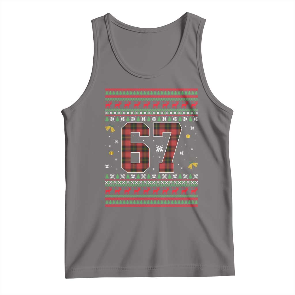 67 Christmas Red Plaid Tank Top Funny Six Seven Meme Holiday Vibes Graphic - Wonder Print Shop