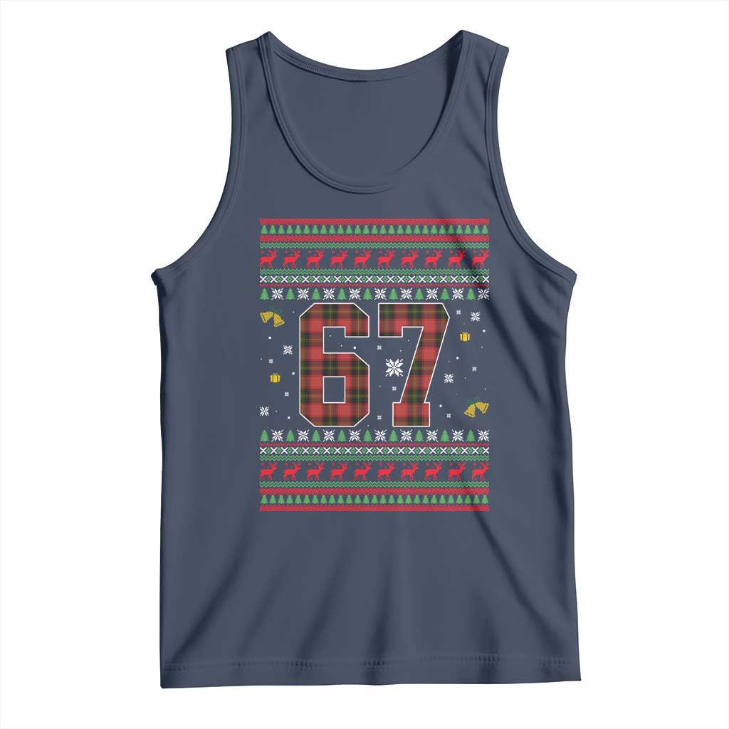 67 Christmas Red Plaid Tank Top Funny Six Seven Meme Holiday Vibes Graphic - Wonder Print Shop
