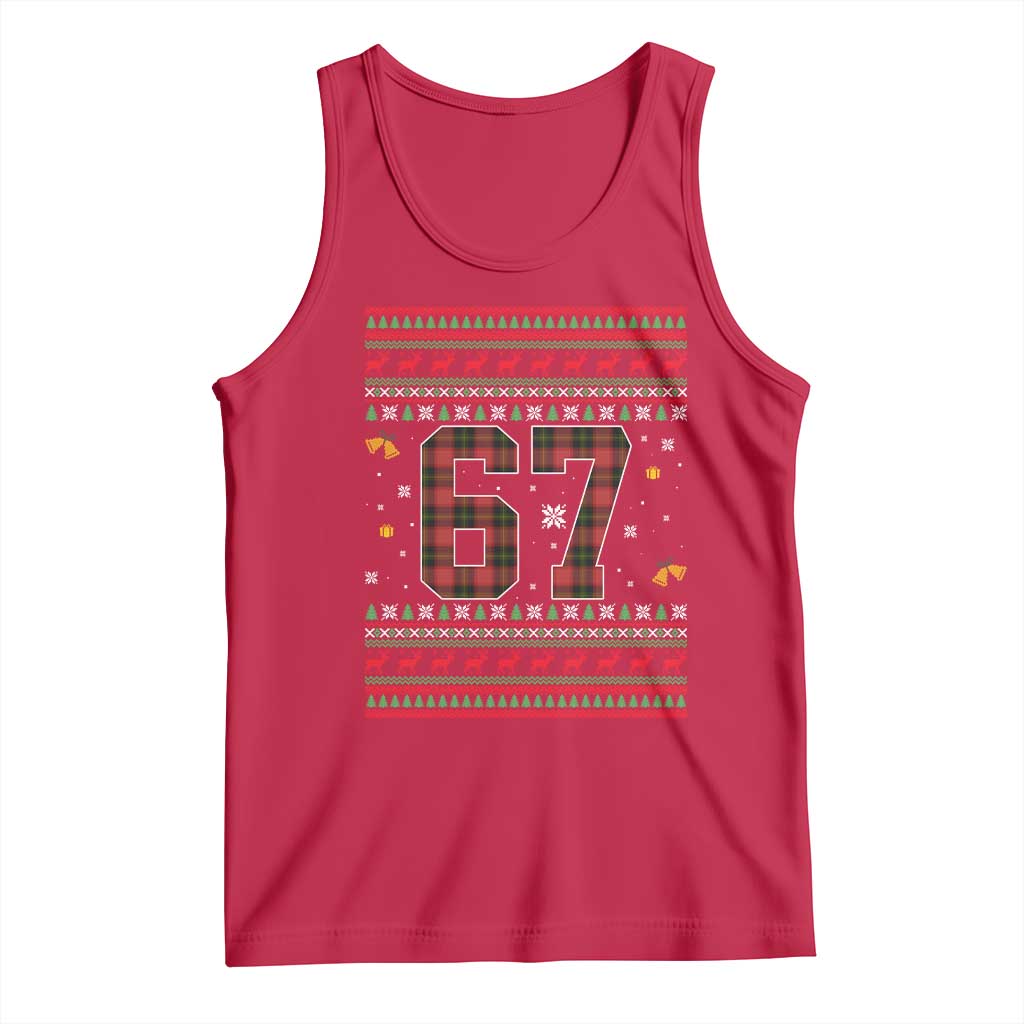67 Christmas Red Plaid Tank Top Funny Six Seven Meme Holiday Vibes Graphic - Wonder Print Shop
