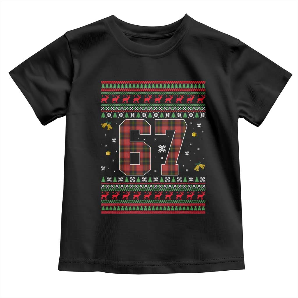 67 Christmas Red Plaid Toddler T Shirt Funny Six Seven Meme Holiday Vibes Graphic - Wonder Print Shop