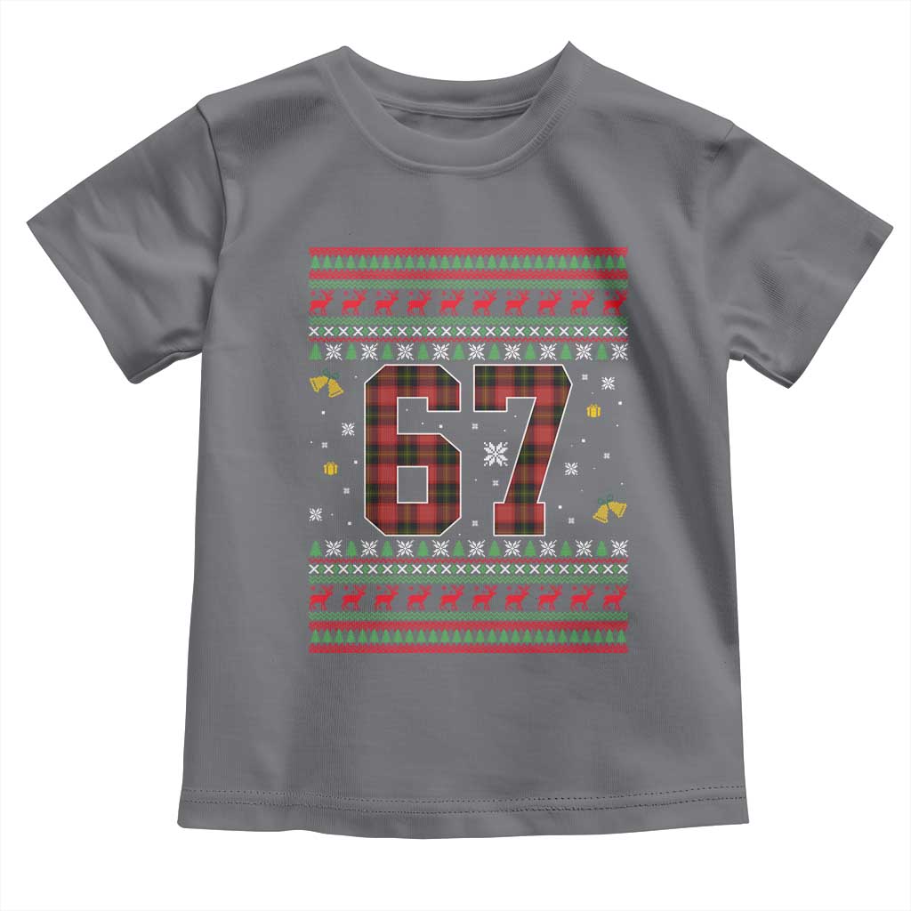 67 Christmas Red Plaid Toddler T Shirt Funny Six Seven Meme Holiday Vibes Graphic - Wonder Print Shop