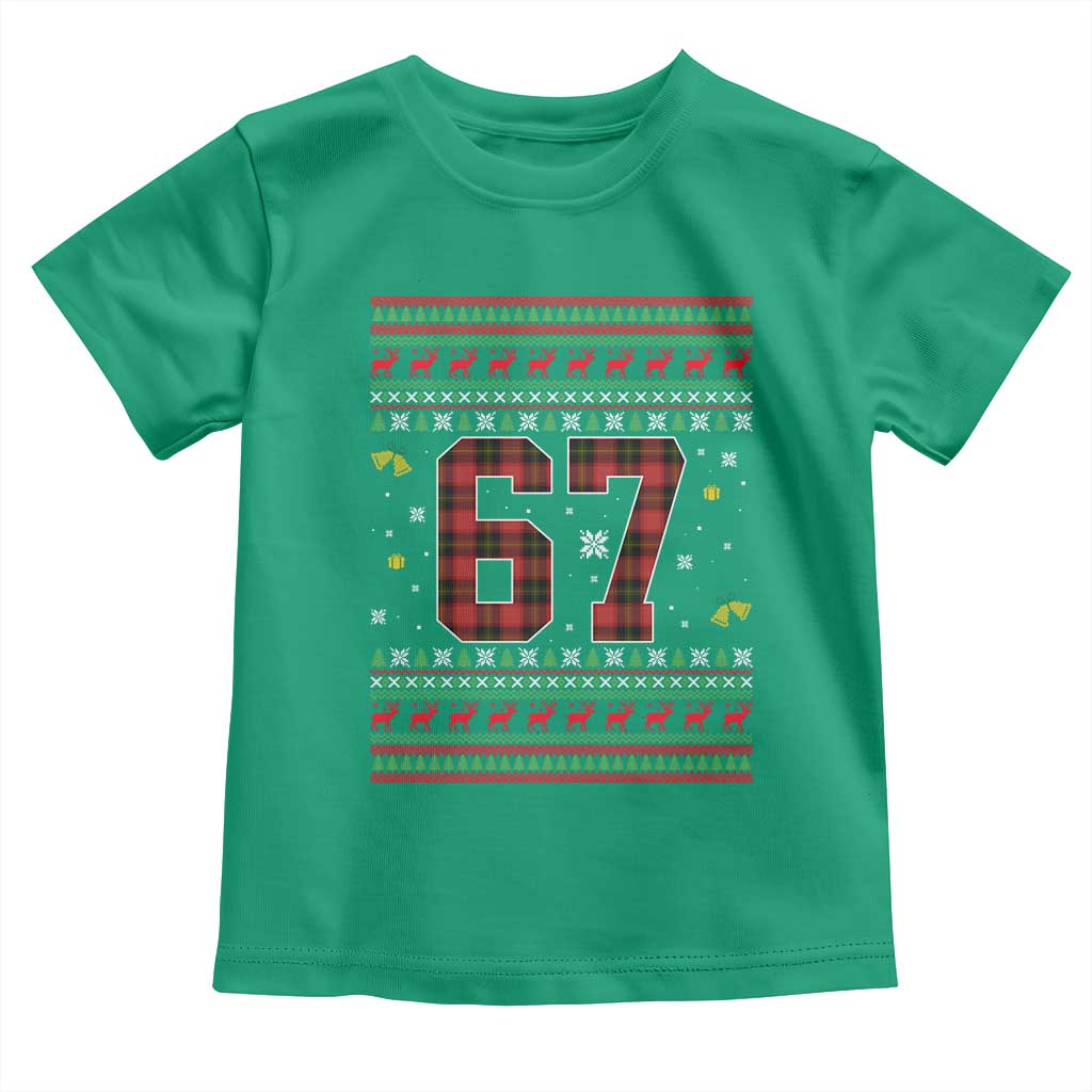 67 Christmas Red Plaid Toddler T Shirt Funny Six Seven Meme Holiday Vibes Graphic - Wonder Print Shop
