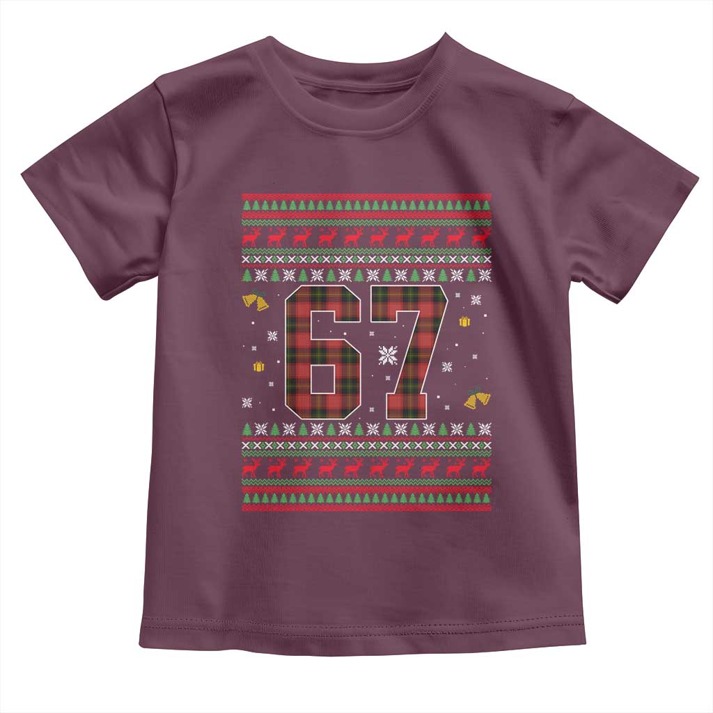 67 Christmas Red Plaid Toddler T Shirt Funny Six Seven Meme Holiday Vibes Graphic - Wonder Print Shop