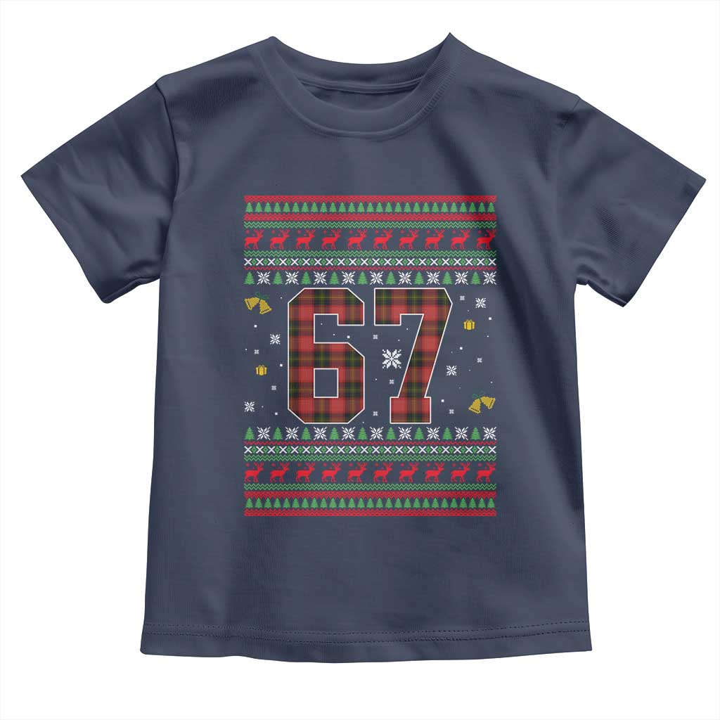 67 Christmas Red Plaid Toddler T Shirt Funny Six Seven Meme Holiday Vibes Graphic - Wonder Print Shop