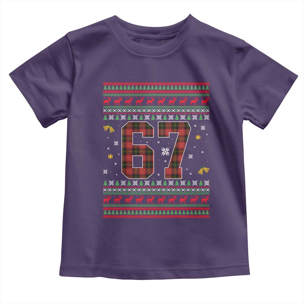 67 Christmas Red Plaid Toddler T Shirt Funny Six Seven Meme Holiday Vibes Graphic - Wonder Print Shop