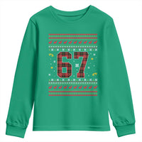 67 Christmas Red Plaid Youth Sweatshirt Funny Six Seven Meme Holiday Vibes Graphic - Wonder Print Shop