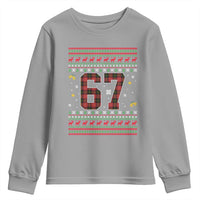 67 Christmas Red Plaid Youth Sweatshirt Funny Six Seven Meme Holiday Vibes Graphic - Wonder Print Shop