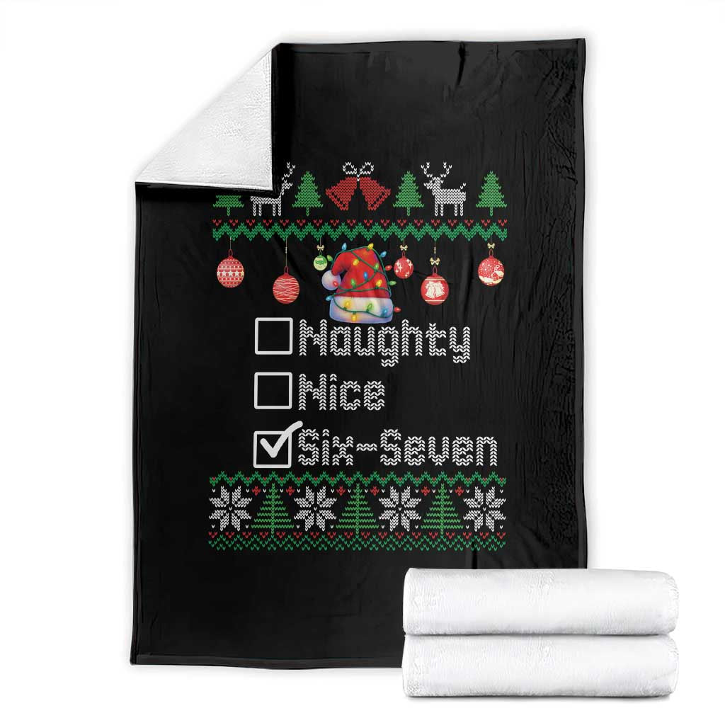 Funny 67 Christmas Checklist Throw Blanket Naughty Nice Six Seven Meme Holiday - Wonder Print Shop