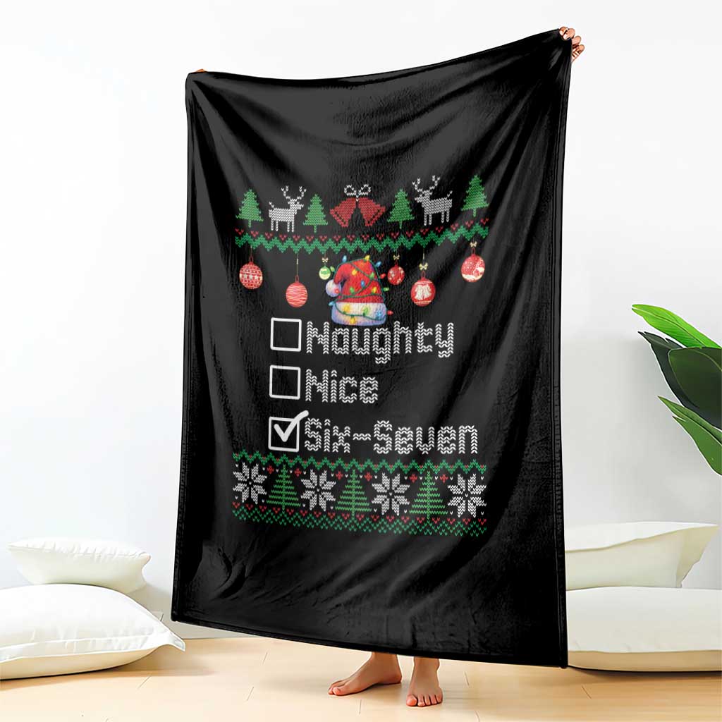 Funny 67 Christmas Checklist Throw Blanket Naughty Nice Six Seven Meme Holiday - Wonder Print Shop