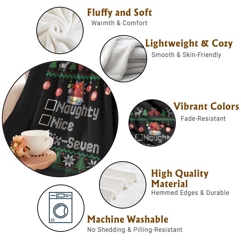 Funny 67 Christmas Checklist Throw Blanket Naughty Nice Six Seven Meme Holiday - Wonder Print Shop