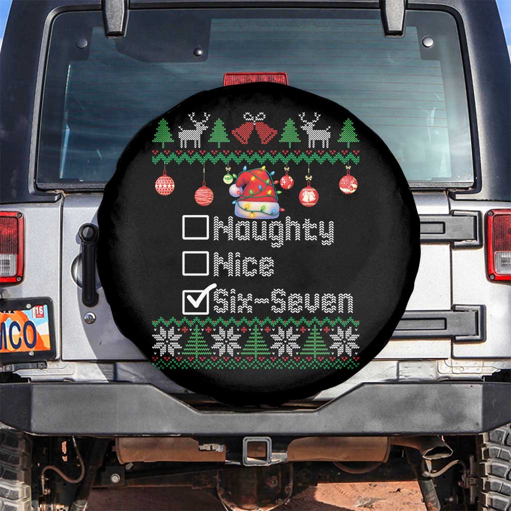 Funny 67 Christmas Checklist Spare Tire Cover Naughty Nice Six Seven Meme Holiday - Wonder Print Shop
