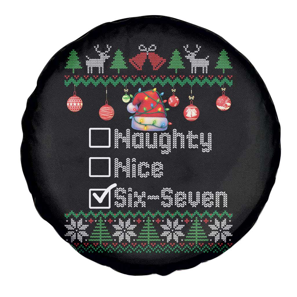 Funny 67 Christmas Checklist Spare Tire Cover Naughty Nice Six Seven Meme Holiday - Wonder Print Shop
