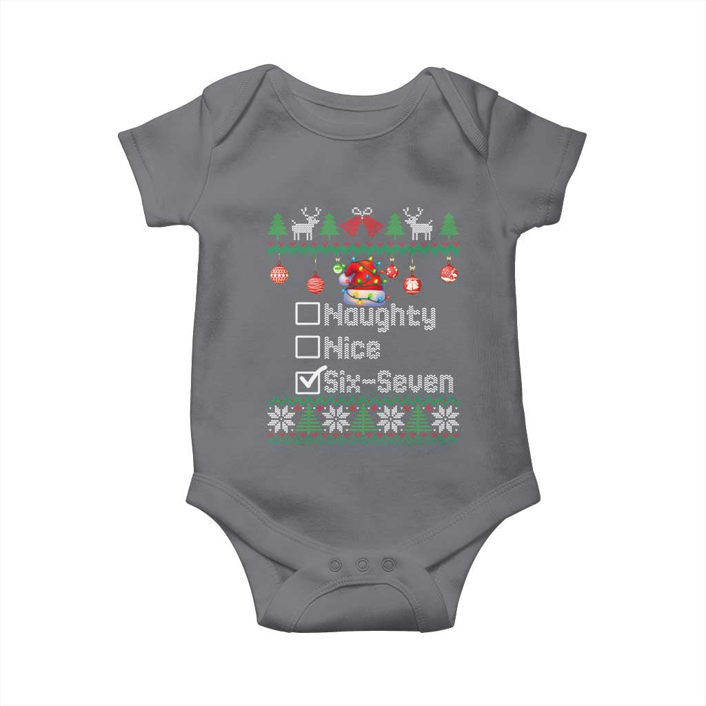 Funny 67 Christmas Checklist Baby Onesie Naughty Nice Six Seven Meme Holiday - Wonder Print Shop
