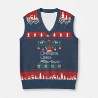 Funny 67 Xmas Checklist V-Neck Knit Sweater Vest Naughty Nice Six Seven Meme Holiday - Wonder Print Shop