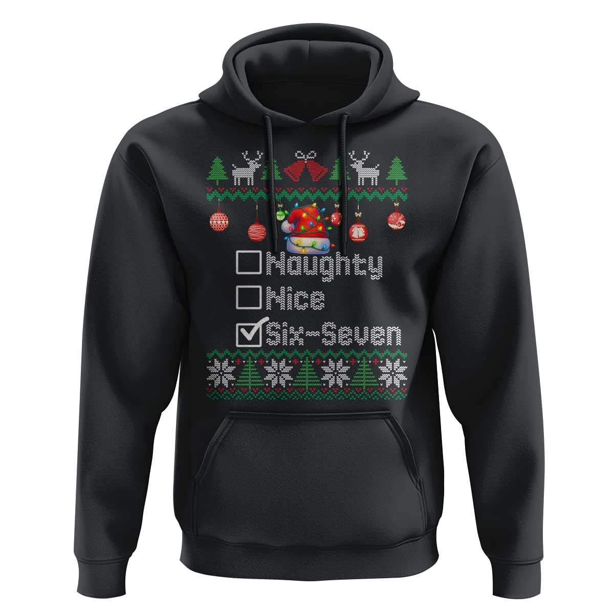 Funny 67 Christmas Checklist Hoodie Naughty Nice Six Seven Meme Holiday - Wonder Print Shop