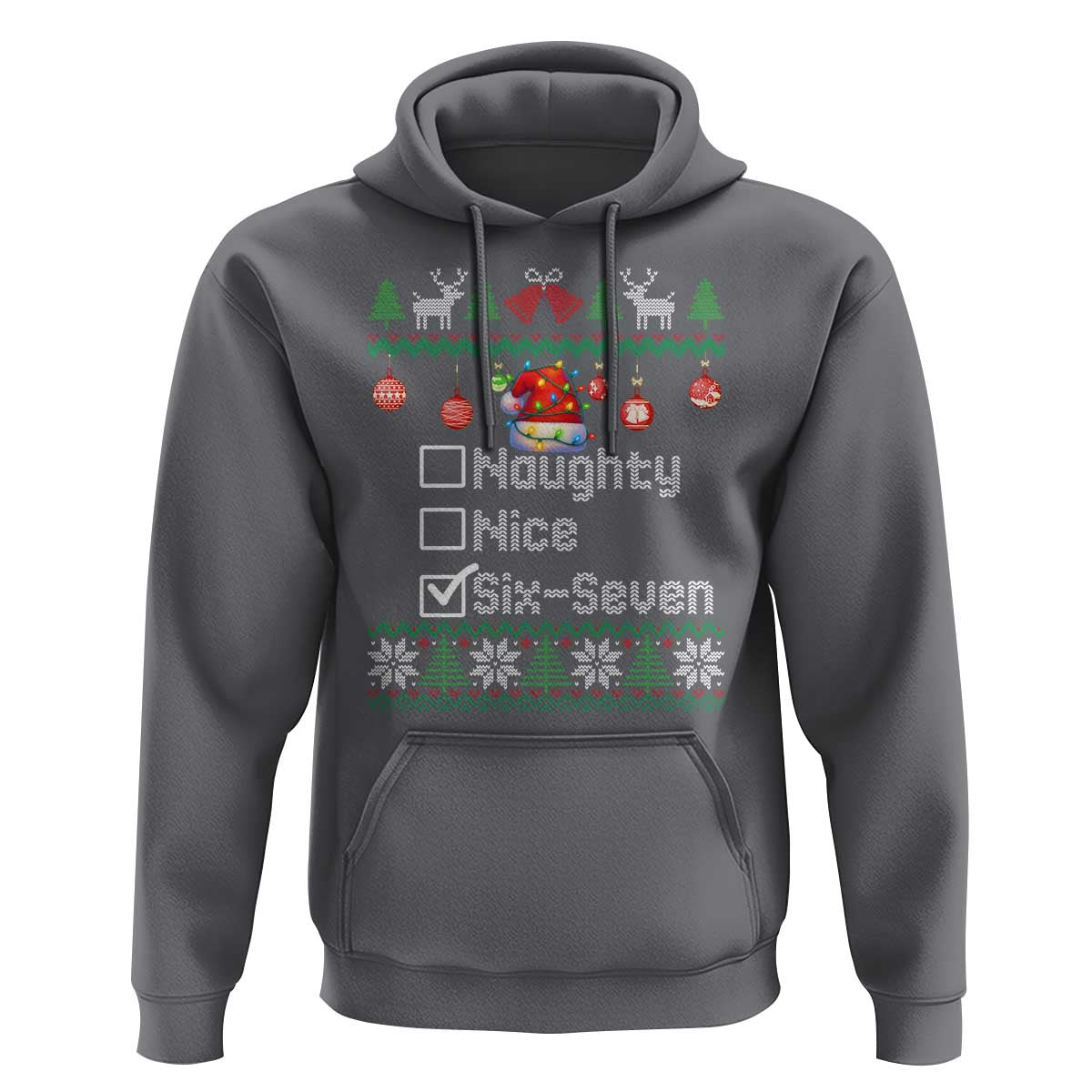 Funny 67 Christmas Checklist Hoodie Naughty Nice Six Seven Meme Holiday - Wonder Print Shop