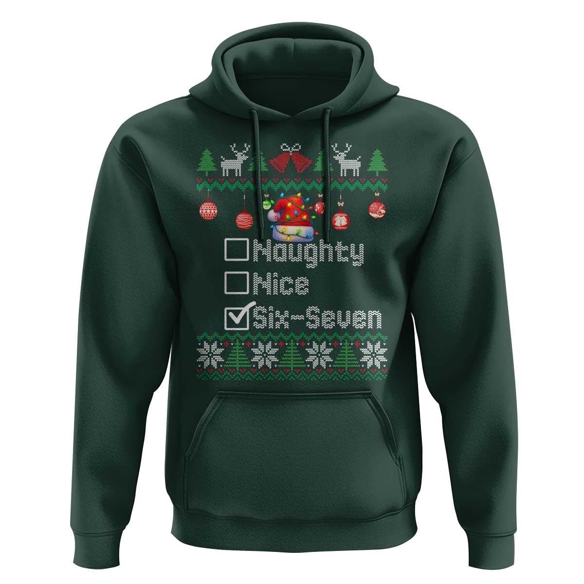 Funny 67 Christmas Checklist Hoodie Naughty Nice Six Seven Meme Holiday - Wonder Print Shop