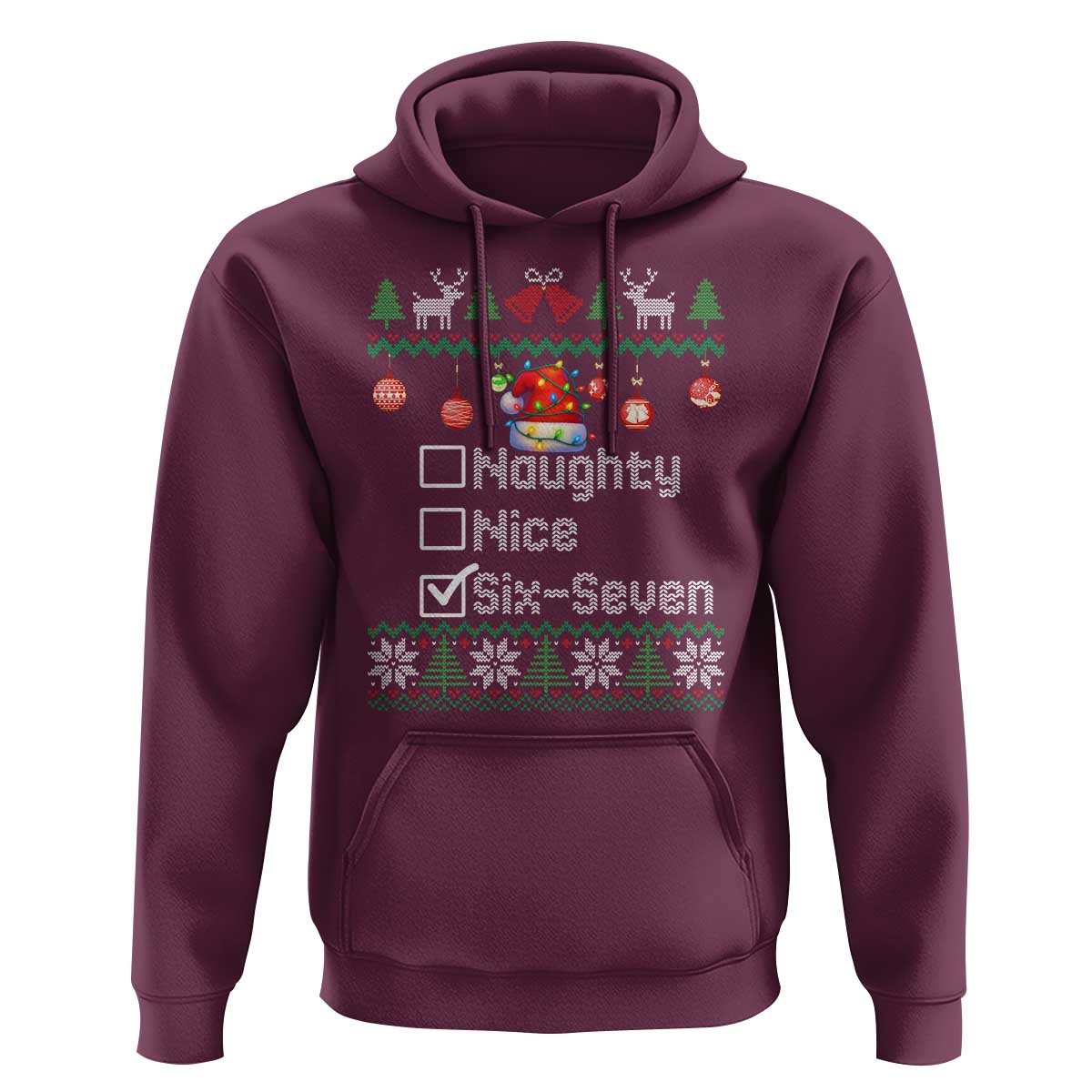 Funny 67 Christmas Checklist Hoodie Naughty Nice Six Seven Meme Holiday - Wonder Print Shop