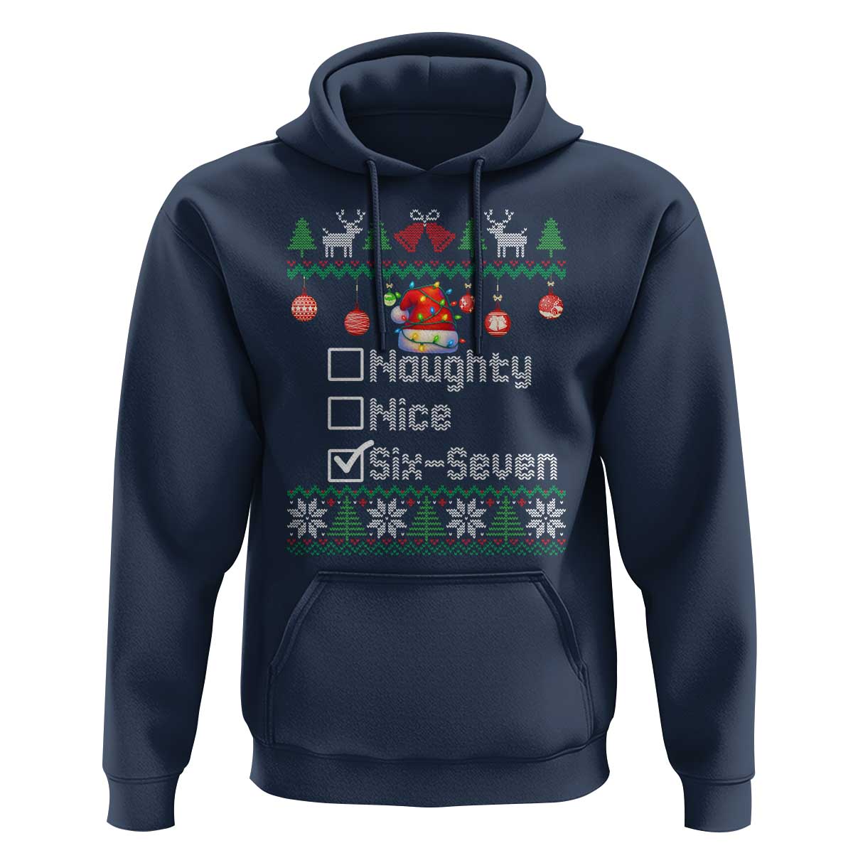 Funny 67 Christmas Checklist Hoodie Naughty Nice Six Seven Meme Holiday - Wonder Print Shop