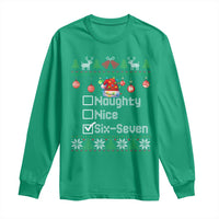 Funny 67 Christmas Checklist Long Sleeve Shirt Naughty Nice Six Seven Meme Holiday - Wonder Print Shop