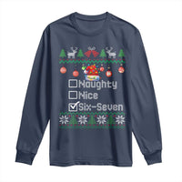 Funny 67 Christmas Checklist Long Sleeve Shirt Naughty Nice Six Seven Meme Holiday - Wonder Print Shop