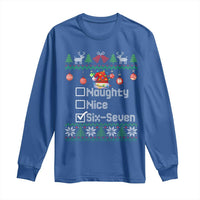 Funny 67 Christmas Checklist Long Sleeve Shirt Naughty Nice Six Seven Meme Holiday - Wonder Print Shop
