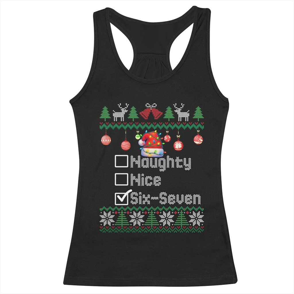 Funny 67 Christmas Checklist Racerback Tank Top Naughty Nice Six Seven Meme Holiday - Wonder Print Shop