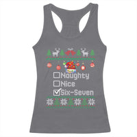 Funny 67 Christmas Checklist Racerback Tank Top Naughty Nice Six Seven Meme Holiday - Wonder Print Shop