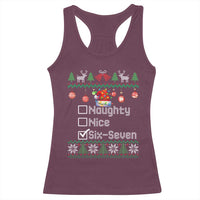 Funny 67 Christmas Checklist Racerback Tank Top Naughty Nice Six Seven Meme Holiday - Wonder Print Shop