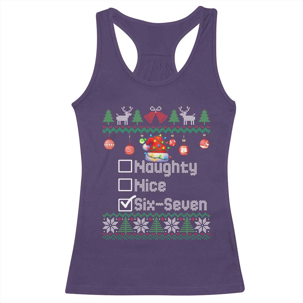 Funny 67 Christmas Checklist Racerback Tank Top Naughty Nice Six Seven Meme Holiday - Wonder Print Shop