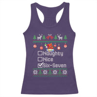 Funny 67 Christmas Checklist Racerback Tank Top Naughty Nice Six Seven Meme Holiday - Wonder Print Shop