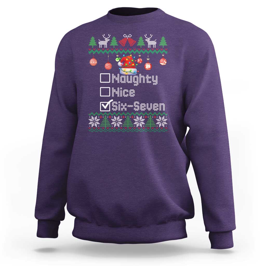 Funny 67 Christmas Checklist Sweatshirt Naughty Nice Six Seven Meme Holiday - Wonder Print Shop