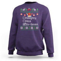 Funny 67 Christmas Checklist Sweatshirt Naughty Nice Six Seven Meme Holiday - Wonder Print Shop