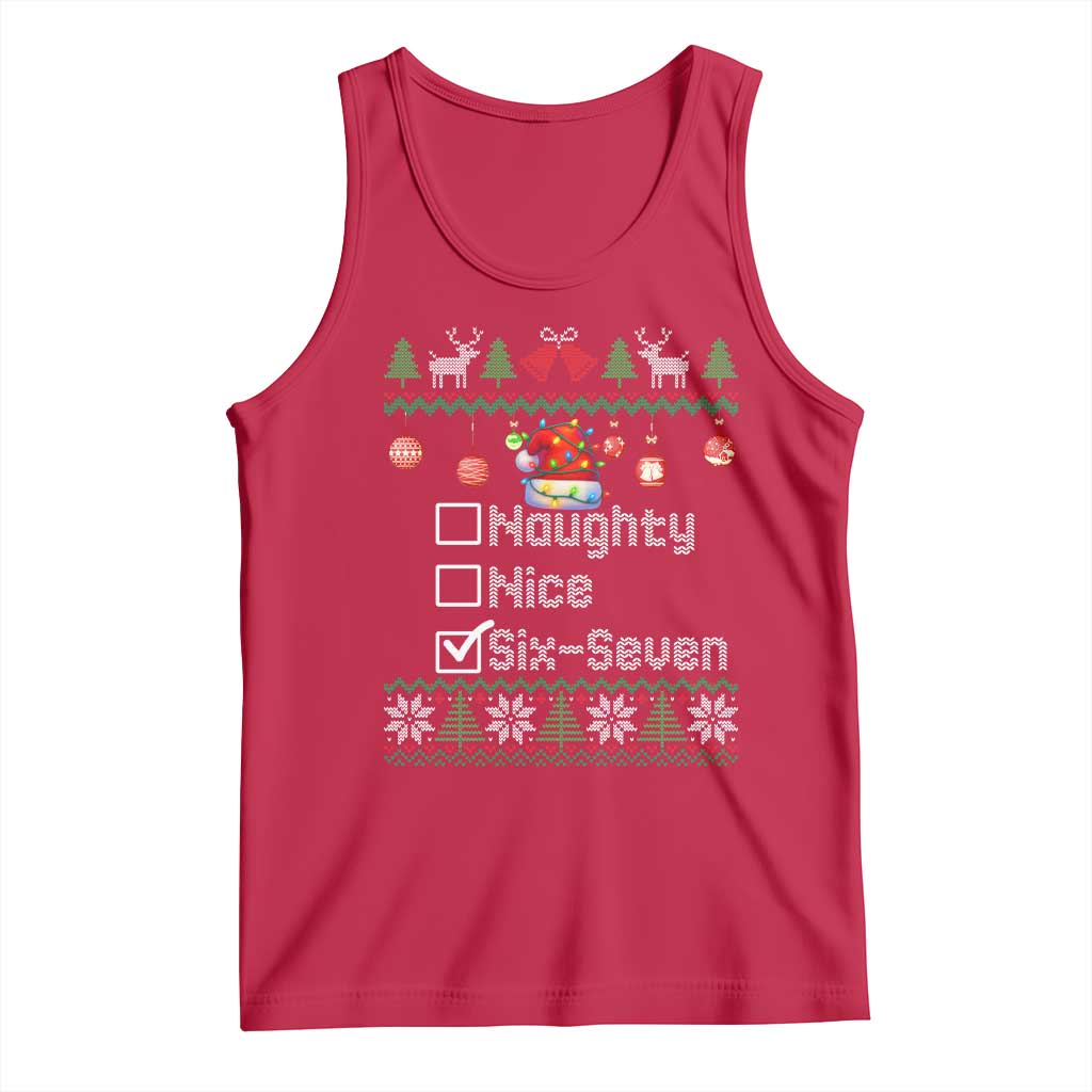 Funny 67 Christmas Checklist Tank Top Naughty Nice Six Seven Meme Holiday - Wonder Print Shop