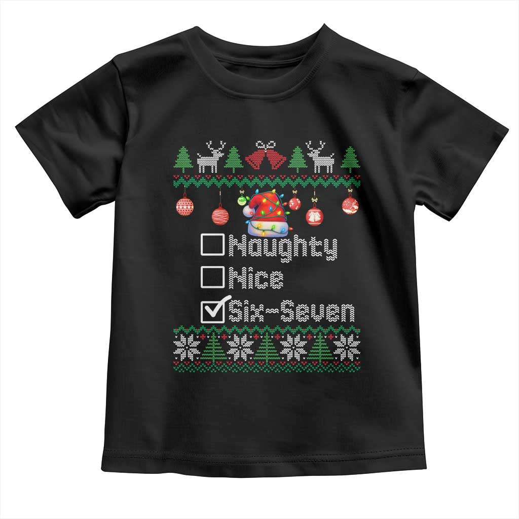 Funny 67 Christmas Checklist Toddler T Shirt Naughty Nice Six Seven Meme Holiday - Wonder Print Shop