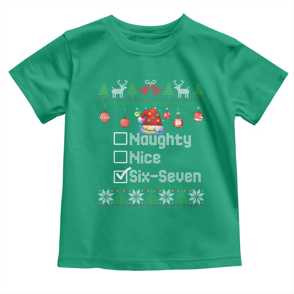 Funny 67 Christmas Checklist Toddler T Shirt Naughty Nice Six Seven Meme Holiday - Wonder Print Shop