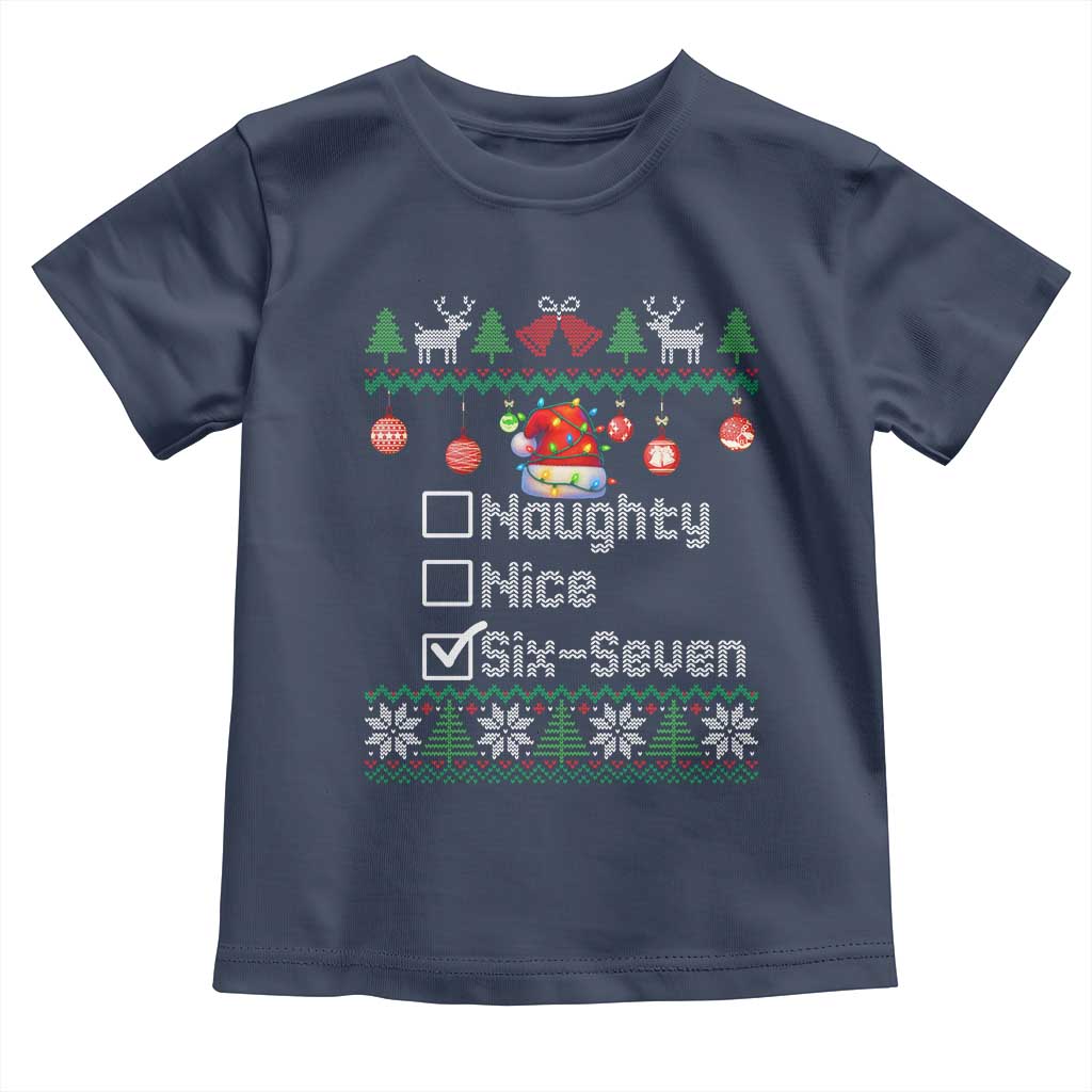 Funny 67 Christmas Checklist Toddler T Shirt Naughty Nice Six Seven Meme Holiday - Wonder Print Shop