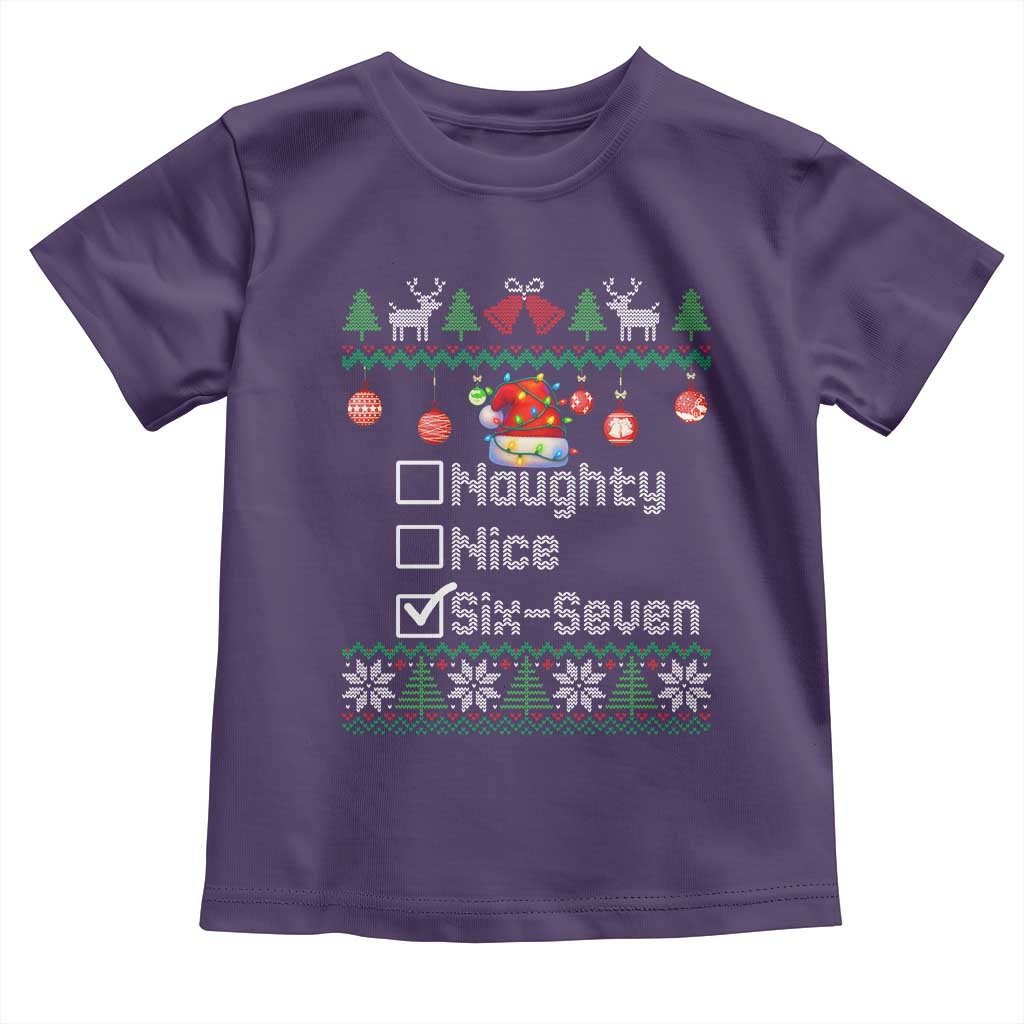 Funny 67 Christmas Checklist Toddler T Shirt Naughty Nice Six Seven Meme Holiday - Wonder Print Shop