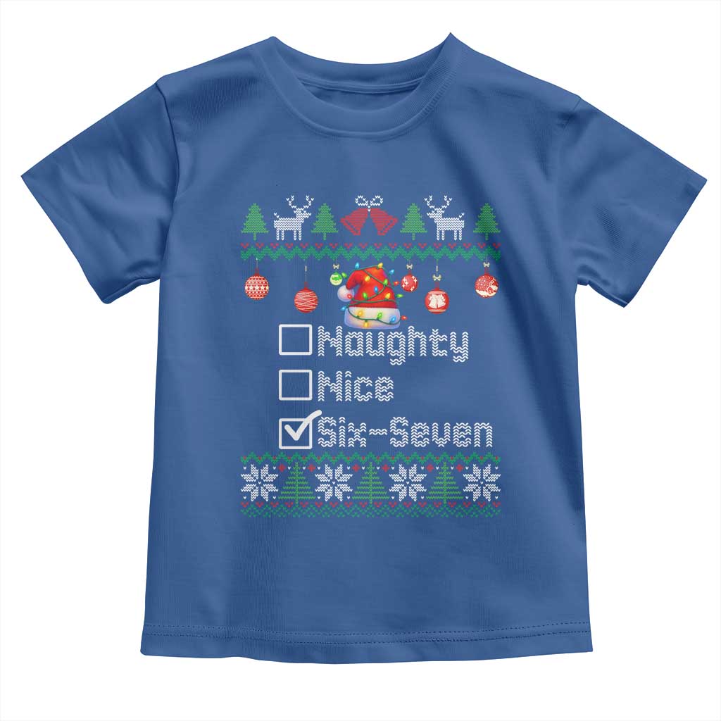 Funny 67 Christmas Checklist Toddler T Shirt Naughty Nice Six Seven Meme Holiday - Wonder Print Shop