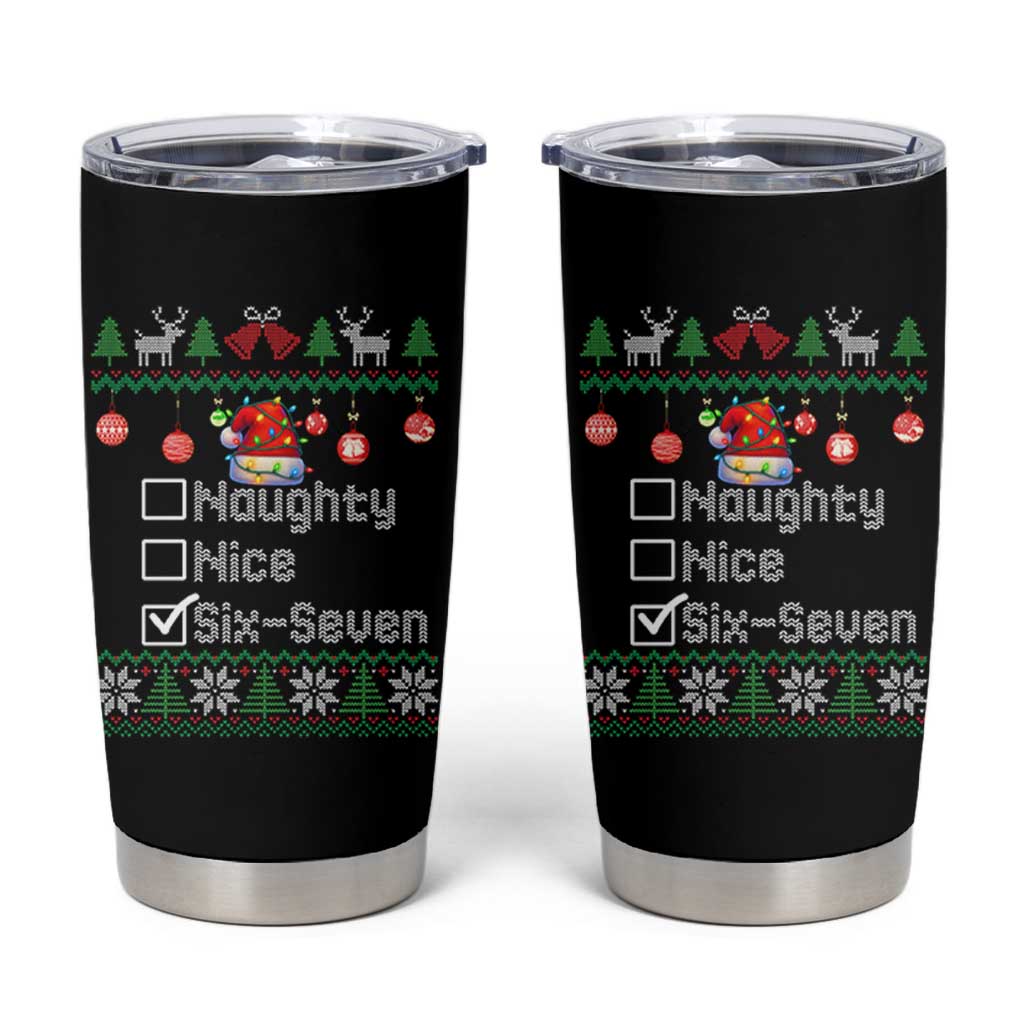 Funny 67 Christmas Checklist Tumbler Cup Naughty Nice Six Seven Meme Holiday - Wonder Print Shop