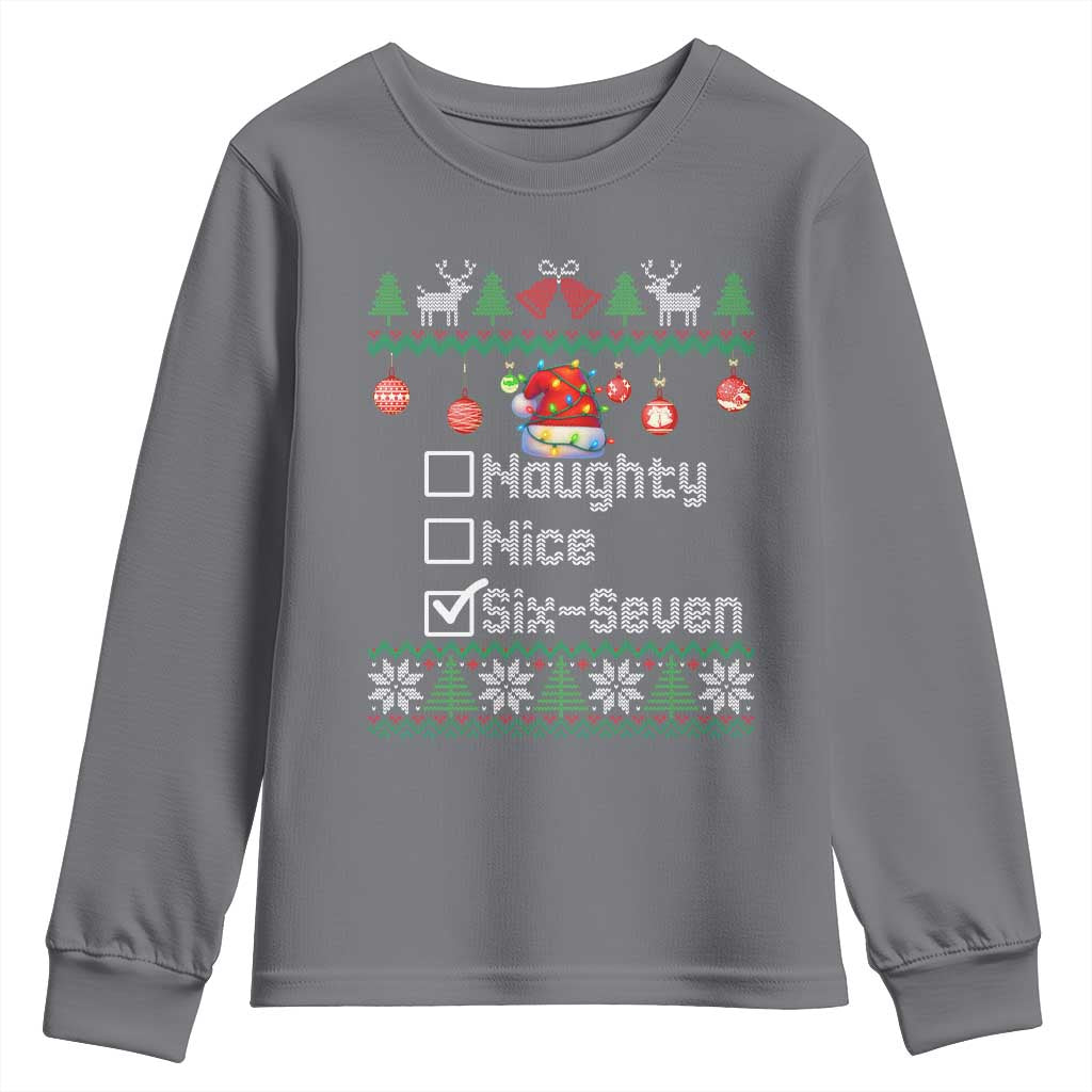 Funny 67 Christmas Checklist Youth Sweatshirt Naughty Nice Six Seven Meme Holiday - Wonder Print Shop
