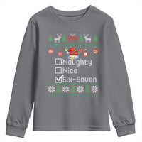 Funny 67 Christmas Checklist Youth Sweatshirt Naughty Nice Six Seven Meme Holiday - Wonder Print Shop