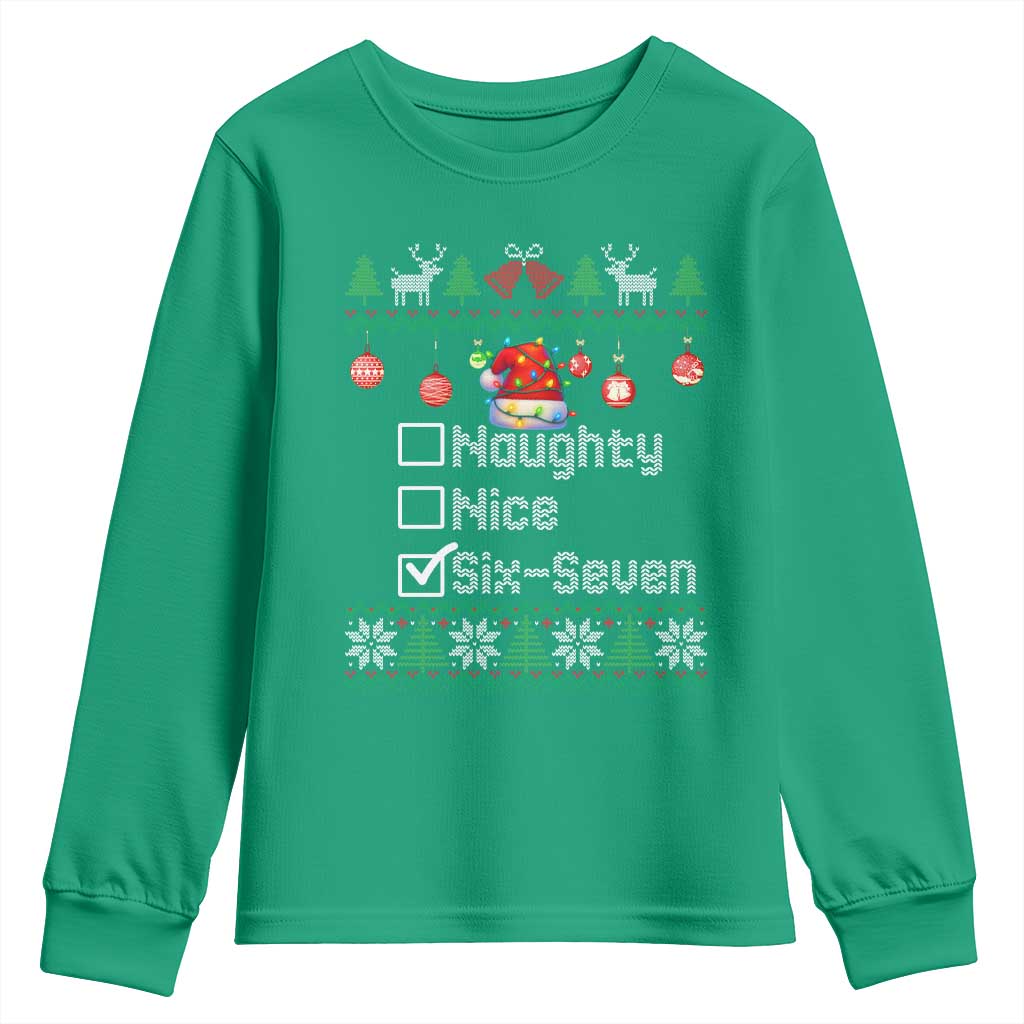 Funny 67 Christmas Checklist Youth Sweatshirt Naughty Nice Six Seven Meme Holiday - Wonder Print Shop